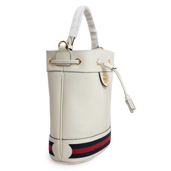 Ophidia Small Bucket Calfskin  2Way Shoulder Handbag Crossbody Off-White - Picture 4 of 6